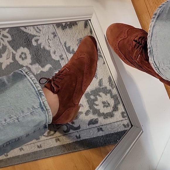 Garnet Hill Felisa Soft Oxford Sz 8.5 Made in Italy Suede Burnt Orange - Picture 7 of 13